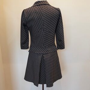 Brown, Black and White Button Front Chevron Coat